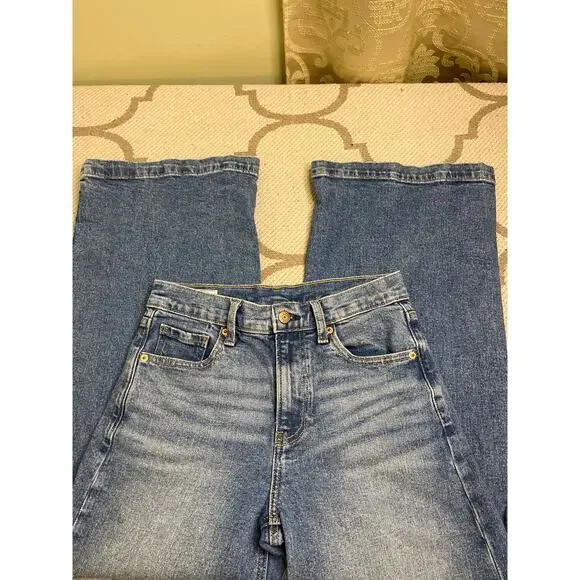 Gap High Rise Stride Ankle medium indigo wide leg jeans, size 25/ 0 - Picture 2 of 12